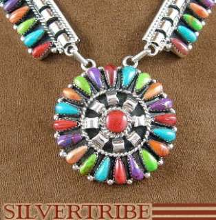 Turquoise Multicolor Silver Link Necklace And Earrings  