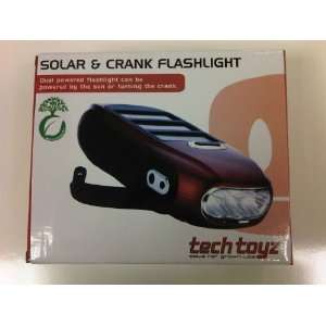  Tech Toyz Solar Crank Flashlight Dual Power Bright LED 