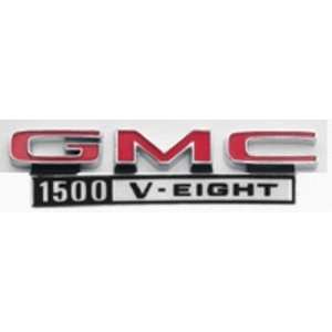  68 72 GM TRUCK FRONT FENDER EMBLEM, GMC 1500 V EIGHT 
