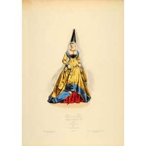 1870 French Medieval Costume Dress Lady Woman Paris   Original Copper 