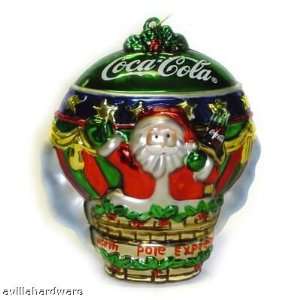  Coca Cola Blown Glass Santa in Hot Air Balloon NEW
