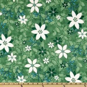  44 Wide Wrap It Up Flowers Green/Silver Fabric By The 