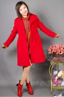 Red Lady Knee lengh Winter Coat US Size 12 w1123  