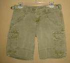 FREE PEOPLE Olive Green Distressed Cargo Cuffed Shorts Sz 29  