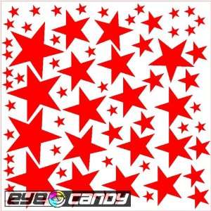  34 Fire Red Stars Wall Stickers Decals Words Mural Bedding 