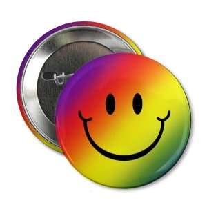  Rainbow SMILEY FACE Funny 2.25 inch Pinback Button Badge 