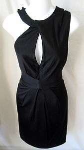BLACK HALO NWT $349 Black Asymmetrical Keyhole Dress S & M  