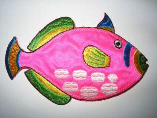 PINK Tropical FISH~ Iron On Embroidered Applique Patch  