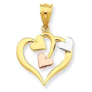    Heart Pendant Tri Colored Cupids Arrow GEMaffair Jewelry