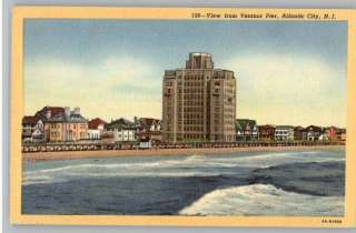 Linen Postcard~View From Ventnor PierAtlantic City,NJ  