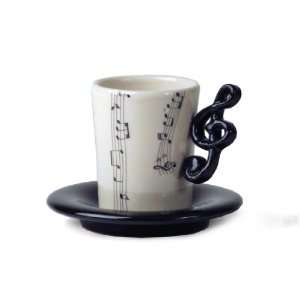 Treble Clef Handmade Espresso Cup And Saucer (5cm x 8cm)  