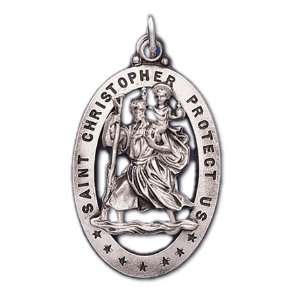  0.925 Sterling Silver Saint Christopher Protection Pendant 