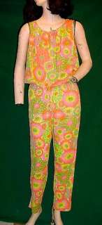 MOD 60s MOVIE STAR Tricot Nylon Pajama Set LARGE  