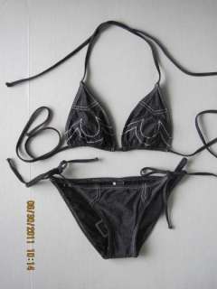 NWT True Religion Denim Triangle String Bikini Swimsuit  