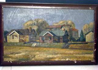 Listed Am E Trentham Landscape House Texas Oil Painting  