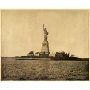  1899 Print Statue Lady Liberty New York Harbor Bartholdi 
