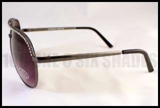 AVIATOR Rhinestone Classic Sunglasses Gun Metal New  
