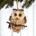 Natural Owl On Perch Ornament