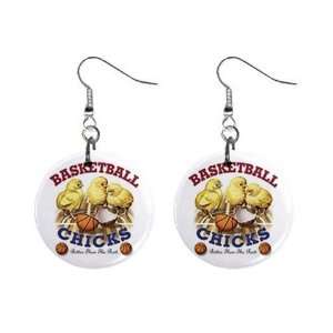  Basketball Chick Dangle Earrings Jewelry 1 inch Buttons 
