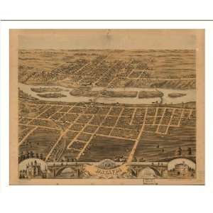 Historic Batavia, Illinois, c. 1869 (M) Panoramic Map Poster Print 