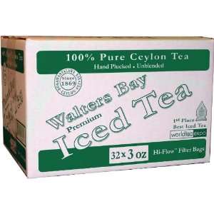 Walters Bay & Company Pure Ceylon Iced Tea Filter Bags, 32 Count 
