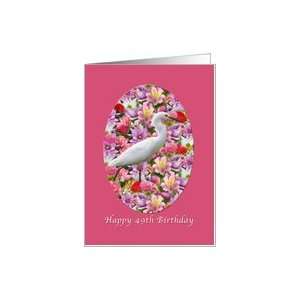    Birthday, 49th, Snowy Egret Bird, Flowers Card Toys & Games