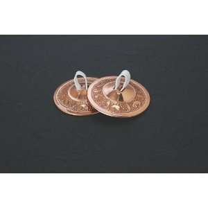 Copper Plated Brass Finger Cymbals with Paisley Design 