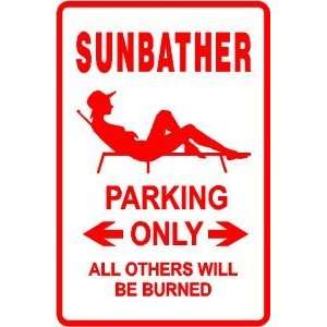  SUNBATHER PARKING sign * street tan beach