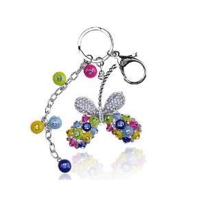   Beaded Enamel Butterfly Swarovski Crystal Rhinestone Keychain Jewelry