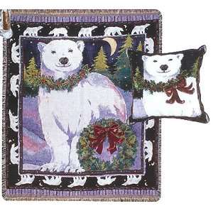  Christmas Polar Bear Holiday Afghan Throw Tapestry 50 x 