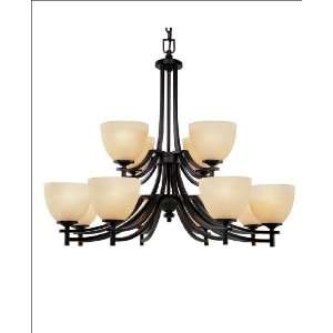  12 Light Chandelier   New Tortoise Shell Finish  Etched 