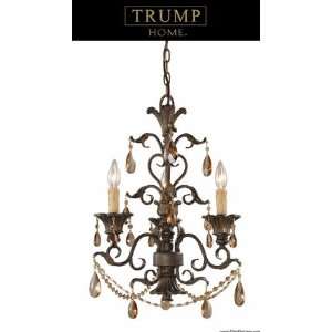  3 Light Chandelier With Amber Crystal