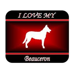  I Love My Beauceron Dog Mouse Pad   Red Design 