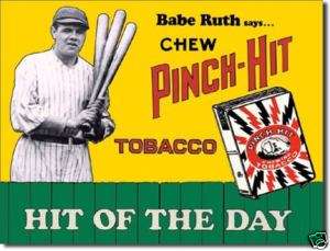 Vintage Retro Tin Sign Babe Ruth Pinch Hit Tobacco  