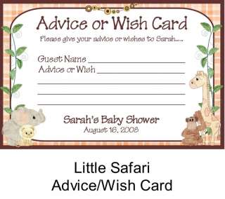 BABY SHOWER Advice Wish Cards Little Safari Animals  
