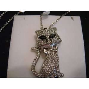  Gossip Pave Style Crystal Covered Cat Face PendantWatch w 