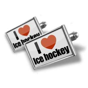  Cufflinks I Love Ice hockey   Hand Made Cuff Links A 