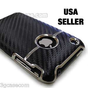 Deluxe Black Carbon Chrome Back Case for iPhone 3G 3GS  