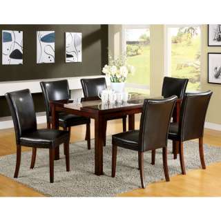 Modern 7 Piece Faux Marble Top Dining Table Set  