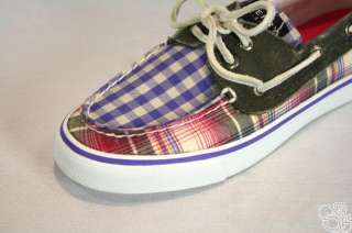 SPERRY Top Sider Bahama Green Madras Womens Boat Shoes  
