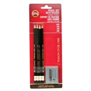  Kohinoor Toison Dor 4 Pencil Set W/Eraser Arts, Crafts 