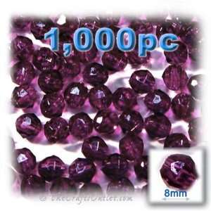  1,000pc Plastic acrylic Round Transparent Facetted 8mm 