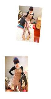New korea Women Vogue top Pleated shirts mini dress 378E long sleeves 