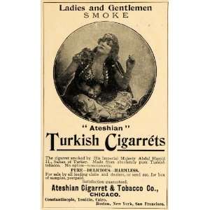 1895 Ad Ateshian Cigarret & Tobacco Company Turkish   Original Print 