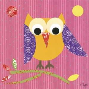  Rr Sale   Mod Owl On Pink Canvas Reproduction Baby