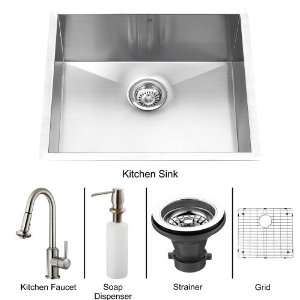 Vigo VG15073 Stainless Steel Kitchen Sink and Faucet Combos Single 