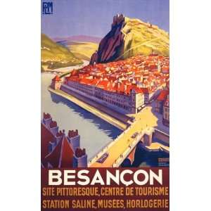  BESANCON TRAVEL TOURISM FRANCE FRENCH SMALL VINTAGE POSTER 