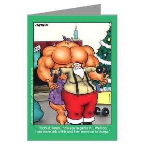 Training Santa   Xmas Cards Pack of 10 Bodybuilding Greeting Cards Pk 