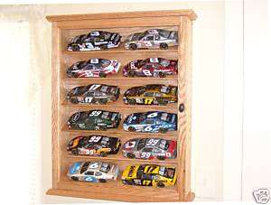 12 Car Banked Oak NASCAR Display Case/Cabinet  