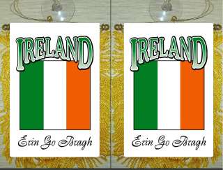 IRELAND FANCY REAR VIEW MIRROR MINI BANNER FLAG  